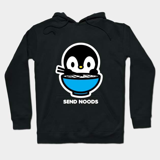 Penguin Bird Send Noods Food Noodles Pho Ramen Funny Animal Bambu Brand Hoodie by Bambu